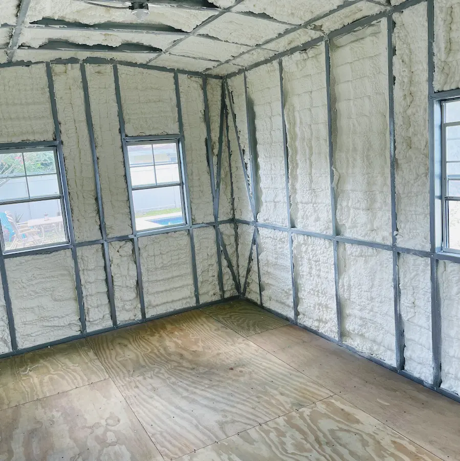 Closed-cell spray foam insulation applied to wall cavities in a residential project in Aberdeen